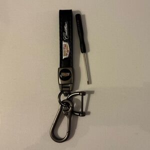 Cadillac Key Fob Keychain in Black Leather with Logo NWT